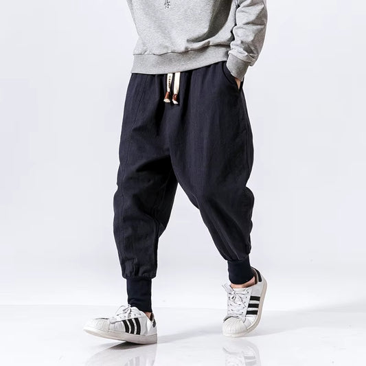 2024 New Men‘S Jogging Pants Streetwear Loose Casual Cotton Linen Trouser Man Harem Pants Harajuku Oversized Men Sweatpants 5XL