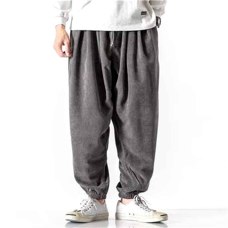 Corduroy Wide Harem Pants Men Loose Casual Jogger Pants Chinese Baggy Big Size Heavy Duty Oversize Trousers Male High Quality