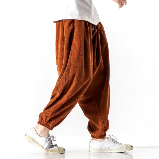 Corduroy Wide Harem Pants Men Loose Casual Jogger Pants Chinese Baggy Big Size Heavy Duty Oversize Trousers Male High Quality