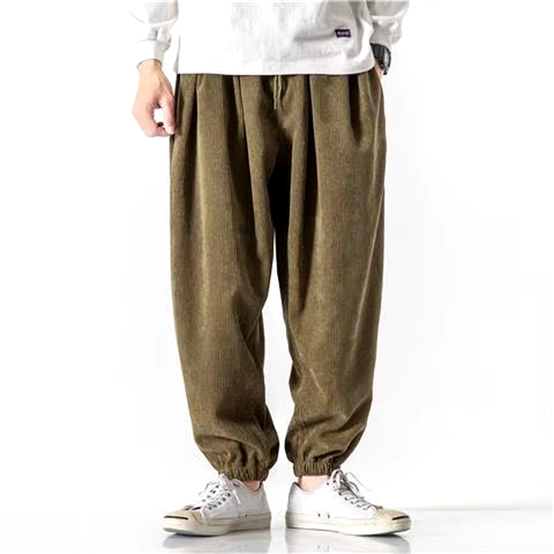 Corduroy Wide Harem Pants Men Loose Casual Jogger Pants Chinese Baggy Big Size Heavy Duty Oversize Trousers Male High Quality